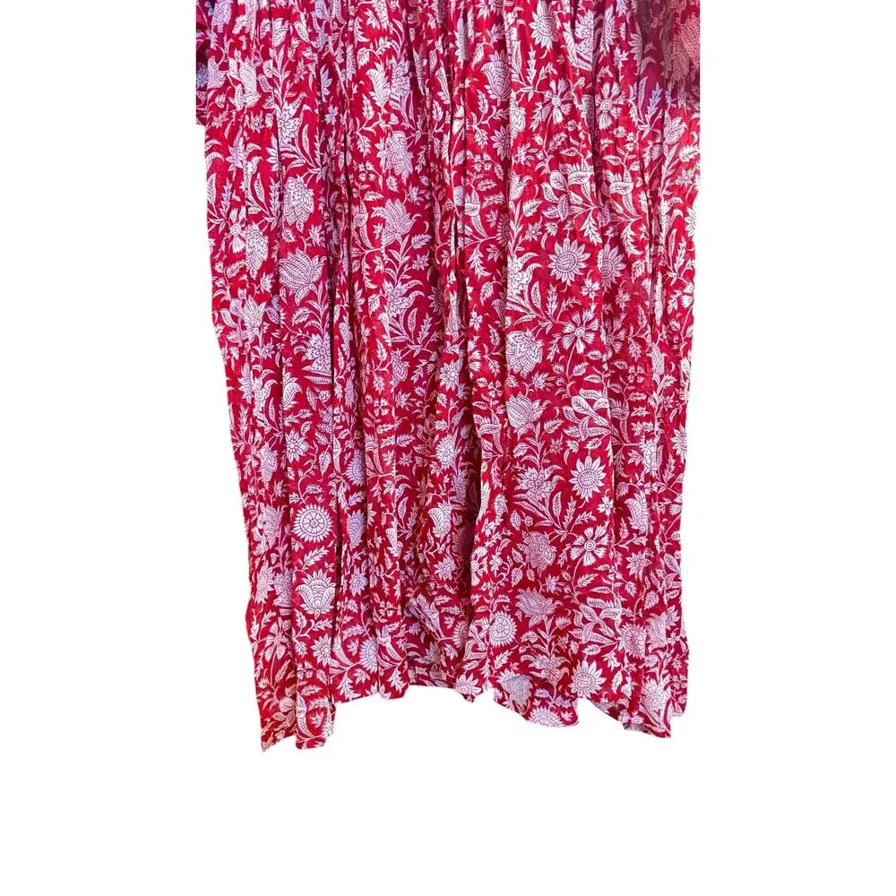 DAUGHTERS OF INDIA NWT Kyra Midi Dress Saffron Red Sz XL Block Print 100% Cotton - Picture 8 of 14